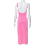 Elegant Sexy Evening Party Dress for Women 2022 New Midi Long Bodycon Slip Dresses Summer Thigh Split Vestidos De Fiesta