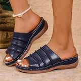 White Pu Leather Platform Sandals Women Lightweight Plus Size 36-43 Beach Sandles Woman 2025 Summer Wedges Slippers Female