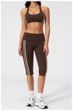 Summer Color Blocked Yoga Sets Women Slim Sports Bra High Waist Pants Fitness Suits Outwear Gym Running Push Up Workout Clothes