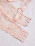 4PCS Plus Size Lace Women's Underwear Set Underwire Push Up Bra Rhinestone Bow Comfort B C D Thin Cup Bras Women