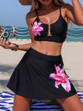 2026 Strappy 2 Pieces Floral Swimsuit Women Beach Skirt High Waist Swimwear Female Bathers Bathing Swimming Swim Suit Beachwear