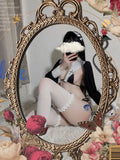 Porn Women Witch Nun Cosplay Maid Uniform Costumes Sexy Lingerie for Sex Temptation Bra Panties Long Sleeve Ultra Short