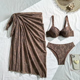 With Mesh Skirt Underwired Bra Cup Bikini Women Swimwear Female Swimsuit Three-pieces Bikini Set Bathing Suit Swim Beachwear