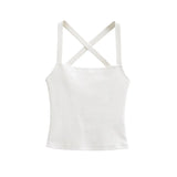 Solid Color Sexy Back-Cross-Strap Tank Top For Women New Summer Slim-Fit Short Outerwear Base Top Pure Desire Casual Style 56ZA