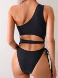 Cut Out Asymmetric One Shoulder One Piece Swimsuit Women Swimwear Female Monokini High Cut Bather Bathing Suit Swim Beachwear