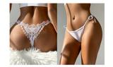 Women‘s Mesh Lace Panties Plus Size M-3XL Sheer Embroidered Flowers Low Rise Sexy Underwear with Ribbon Metal Ring Daily Wear
