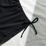 Wrinkled Knotted Shorts High Waist Bikini Female Swimsuit Women Swimwear Two-pieces Bikini Set Tankini Bathing Suit Swim Beach
