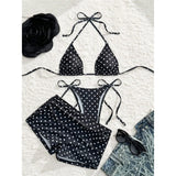 S - XL With Shorts Polka Dot Halter Bikini Female Swimsuit Women Swimwear Three-pieces Bikini Set Bather Bathing Suit Swim V8292