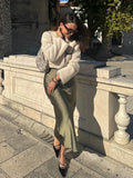Foridol Autumn Winter Burgundy Satin Skirt Women Party Silk Skirt High Waist Straight Long Faldas Mujer Christmas Skirt