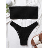 Bandeau Wrinkled Crinkled Bikini Female Swimsuit Women Swimwear Two-pieces Bikini set High Cut Bather Bathing Suit Swim V3314