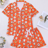 Women's Sleepwear Summer Dopamine Style Pajama Set Loungewear Ladies Pajamas Comfortable Casual Lapel Pajamas Shorts Set