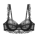 Logirlve Ultrathin Bra Transparent Brassiere Sexy Underwear Plus Size Cup Embroidery Women Lingerie Lace Bras Hollow out