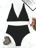 2026 Triangle High Waist Bikini Solid Strappy Swimwear Female Sexy Swimsuit Women Bathers Bathing Swimming Swim Suit Beachwear