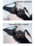 French Lace Bra Set Women Sexy Deep V Push Up Big Bust Minimizer Anti Sagging Support Wireless Comfort Summer Ultra Thin Cotton
