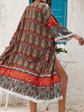 Printed Long Sleeve Crochet Knitted Cardigan Tunic Beach Cover Up Cover-ups Beach Dress Beach Wear Beachwear Female Women K7203