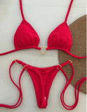 DEKA Metal Micro Bikini Set Lace-up High Waisted Bandage Thong Swimsuit Female Swimwear Women Solid Strappy Beachwear Bathing