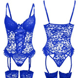 Erotic Set Lingerie Women's Underwear Sheer Lace Bralette Bra Brief Set Garters Thong Sleepwear Sexy Underwear Outfit