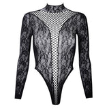 New American Style Fashion Men Vests Tops Crew Neck Sexy Hollow  Mesh Bodysuit Casual  Long Sleeve Tank Clubwear Party Costume