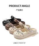 Cute DIY Bow Knot Indoor Street Slippers For Women Fashion Clogs Female Summer Shoes Soft EVA Anti-slip Ladies Home Beach Slides