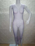 2026 New Fishnet Long Dress V-neck Mesh Sparkling Rhinestone Crystal Swimsuit Bikini Cover Up Beach Bathing Suit Women Cover Ups