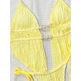 Wrinkled Tankini Halter Bikini Women Swimwear Female Swimsuit Two-Pieces Bikini Set High Cut Leg Bather Bathing Suit Swim V7154