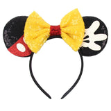 2025 New Style Mickey Minnie Ear Headband Sequin Bows Girl Adult Kids Halloween Party Cosplay Hair Accessories Princess Hairband
