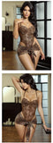 Leopard print sexy nightgown with underwire push-up jumpsuit and apron set | Free Pajamas w/ Purchase
