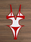 Sexy Hollow Out Backless Thong Bikini 2026 Women Black Coffee Golden Bead One Piece Swimsuit Beach Bathing Suit Holiday Swimwear