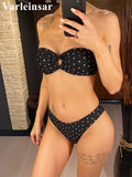 XS - L Polka Dot Bandeau Brazilian Bikini Women Swimwear Female Swimsuit Two-Pieces Bikini Set Bather Bathing Suit Swim V7711