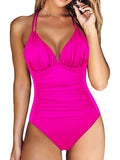Ruched Wrinkled One Piece Swimsuit Women Swimwear Female Monokini Backless Swimsuits 2025 Bathing Suit Swim Beach Wear Bodysuit