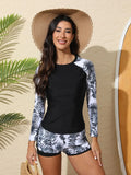Women's Swimsuit Tankini Set Female Long Sleeves Swimwear 2025 Surfing Sports Pool Beachwear Two-Piece Bathing Suits With Shorts