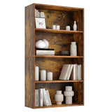 JHK Four Tier Wooden Floor Standing Open Bookshelf For Living Room Home Office