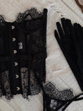 Toucheart Erotic Bodysuit French Retro Black Lace Jumpsuit Women's Sexy Delicate Intimate Seductive Backless Fishbone Shapewear