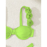 Sexy 3D Flowers Underwired Bikini Women Swimwear Female Swimsuit Two-Pieces Bikini Set Brazilian Bather Bathing Suit Swim V7970