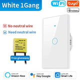 TNCE Tuya US Smart Wall Switch wifi or zigbee 1/2/3/4 Gang Wire Touch Sensor LED Light Button Smart Home voice Alexa Google Home