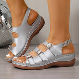 Fashion Buckle Decor Platform Sandals Women Plus Size 43 Summer Wedges Gladiator Sandals Woman Open Toe Thick Sole Beach Sandles