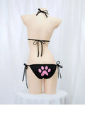 Japanese Kawaii Cat Paw Micro Bikini Set for Girl Women Bathing Suit Bandage Backless Mini Swimsuit Underwear Lingerie