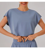 New Yoga Short Sleeve Women Running Fitness Shirt Summer Quick Drying Sleeveless Running Loose Fit Sports T-shirt Workout Top