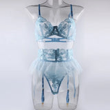 Toucheart 3 Piece Set Lingerie Garter Sets Lingerie For Woman Sexy Mini Skirt See-Through Embroidered Bra Erotic Underwear New