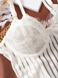 Fashionable New Sexy Lace Spliced Flower Embroidery Mesh Backless Deep V Suspenders Sleeveless Bodysuits Charming Casual H2F1