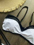 2025 New Sexy Bandeau Bikini Sets Swimsuit For Women Sexy Strappy Swimwear Female Patchwork Bathing Suit Beachwear Swimming Suit