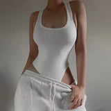 Sleeveless Knit Bodysuit Hot Summer Sexy Bodycon Off Shoulder Halter Tops Casual Street Bodice For Women ClubWear