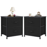 JHK Nightstand Bedside Table With Fabric Drawers And Storage