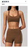 Quick Drying Shaved Tight Yoga Suit for Women Color Contrast Slim Sports Bra High Waist Shorts Running Fitness Suits Tracksuit