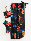 3 Pieces Floral Printed Push Up Bikinis 2026 Women Halter Swimwear Female Sexy Swimsuit & Beach Dress Bathing Swimming Swim Suit