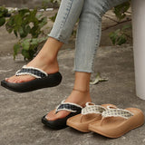 Fashion Design Wedge Heel Flip Flops Women Comfortable Clip Toe Platform Slippers Woman 2026 Printed Thick Bottom Sandals Female