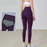Nude Yoga Leggings Women High Waist One-piece Fitness Wear-free Underwear Belt Pocket Sports Pilates Trousers Fitness Pants