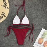 New Sexy Neon Pink Brazilian Bikini Women Swimwear Halter Swimsuit Female Two-Pieces Bikini Set Bather Bathing Suit Swim V1312