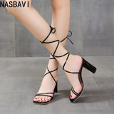 New Arrival Women Summer Fashion Sexy Cross Strap Sandals Elegant Banquet Party High Heels Wedding Hip Top Sandal Shoes 35-43