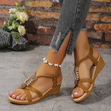 Wedge Sandals for Women Summer Comfortable Non Slip Beach Shoes Woman PU Leather Platform Roman Sandalias Mujer